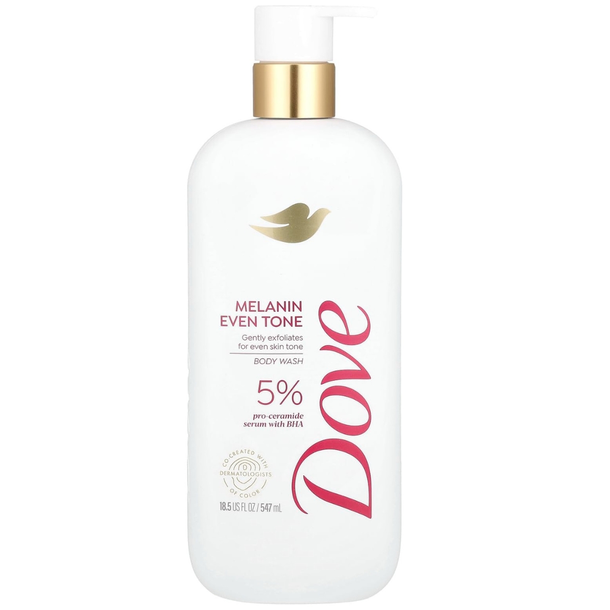 Dove Exfoliating Body Wash Melanin Even Tone Promotes Even Skin Tone 5% pro-ceramide serum with BHA 18.5 oz